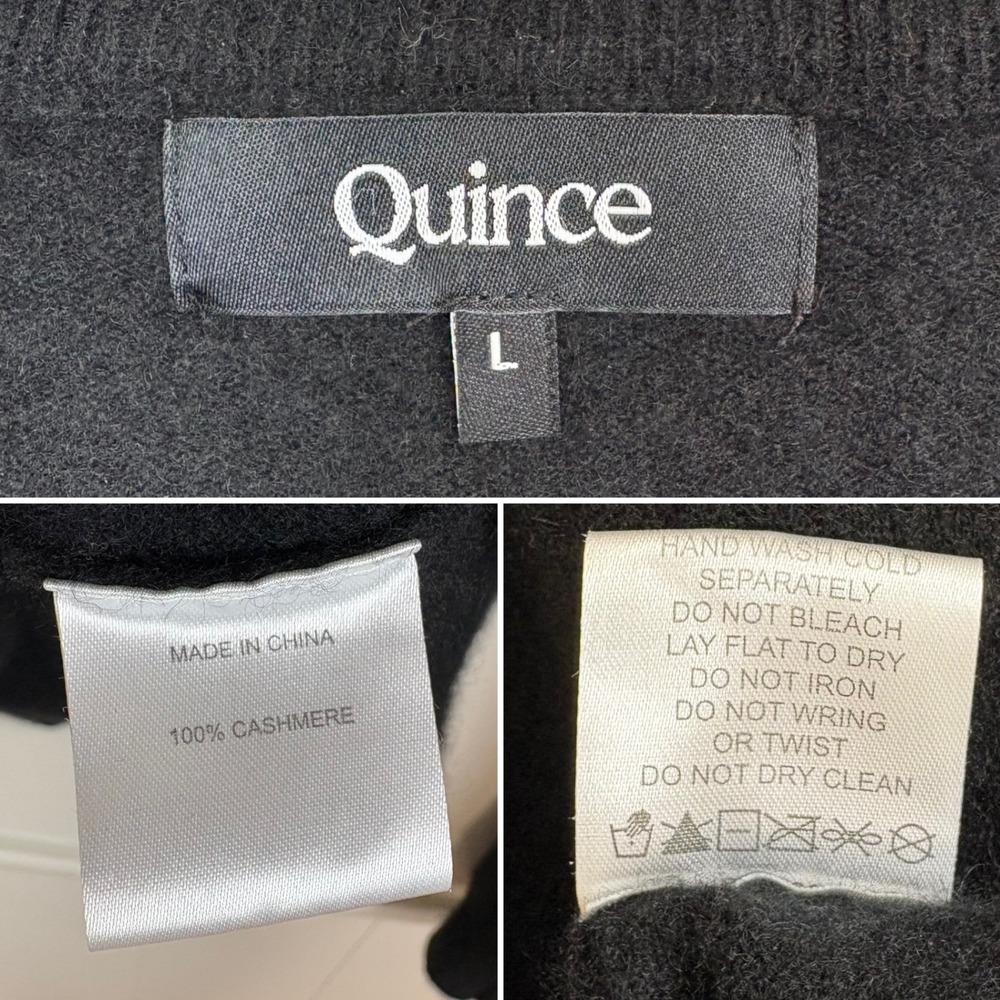 Quince Womens Cashmere Sweater Size L Black Long Sleeve Crewneck Classic Luxe - Picture 13 of 13